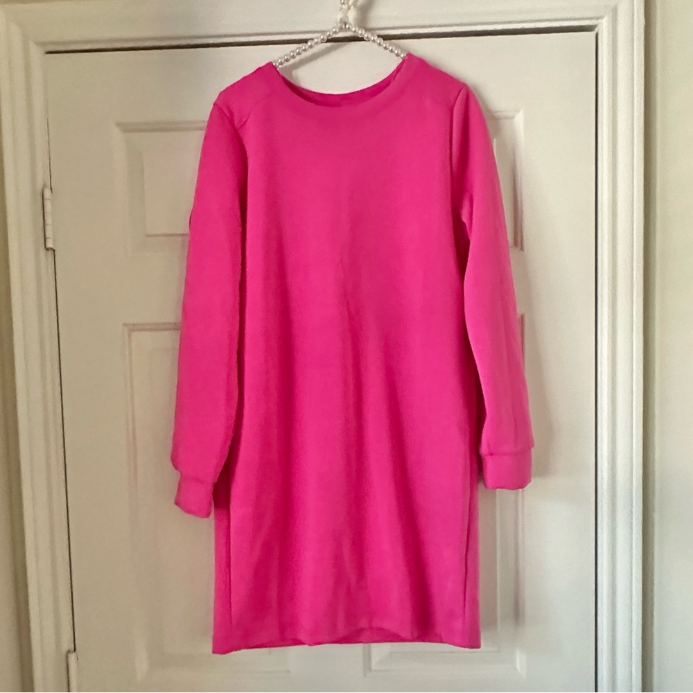 Dear Scarlett Fuchsia Pink Long Sleeve Scuba Material Dress